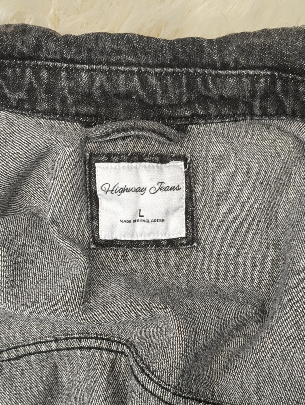 Highway Jeans Cropped Denim Jacket Black & Gray L